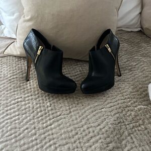 Michael Kors Black and Gold Heeled Ankle Boots